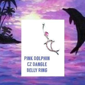 5/$10 | Pink Dolphin CZ Paved Belly Ring